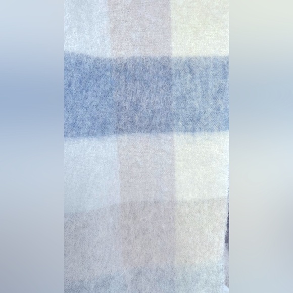 Acne Studios Vally Plaid Alpaca, Wool & Mohair Scarf, Vanilla/Beige/Lavender - Picture 9 of 9